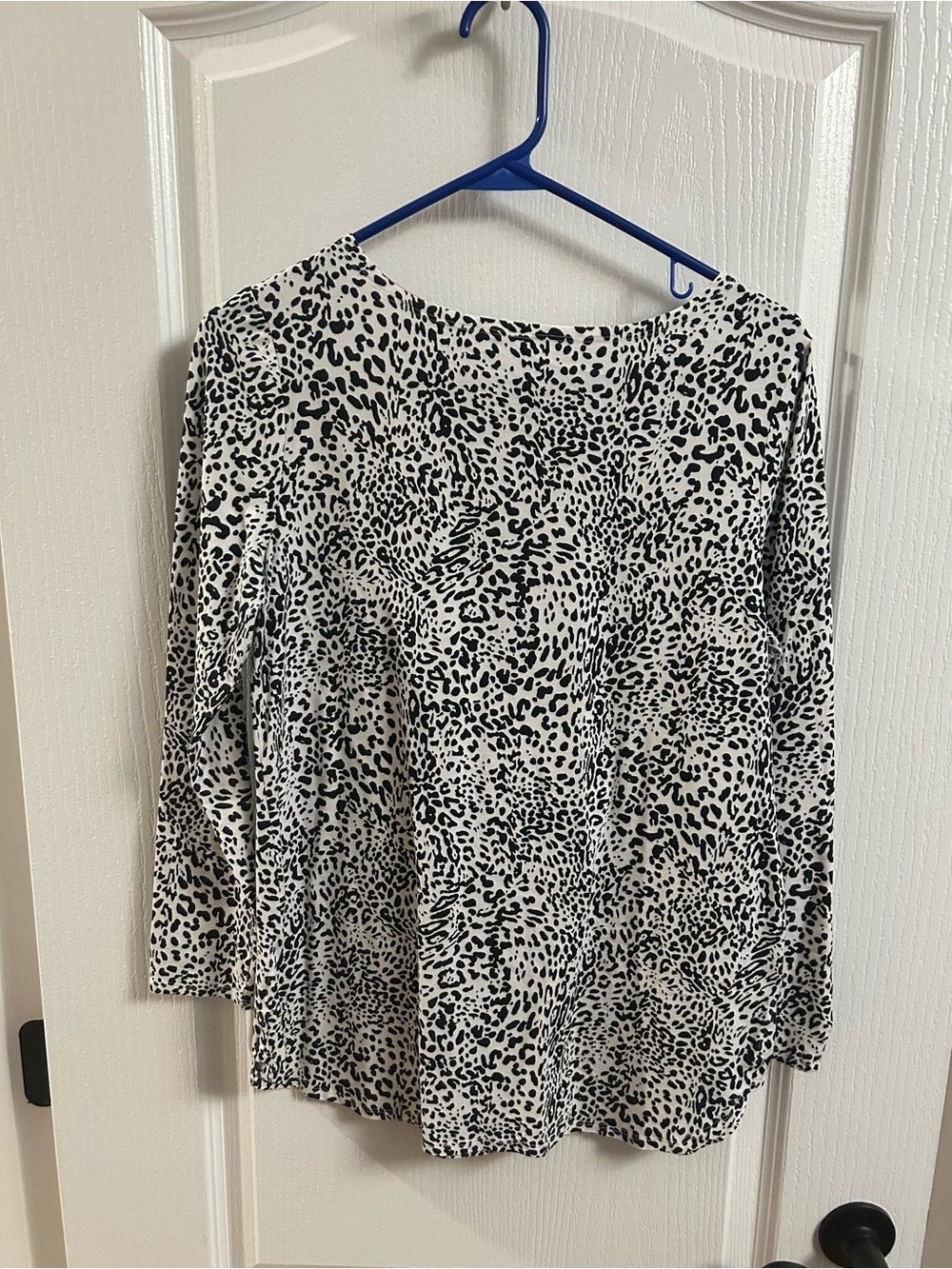 Soma Black and White Animal-Print Long Sleeve Top